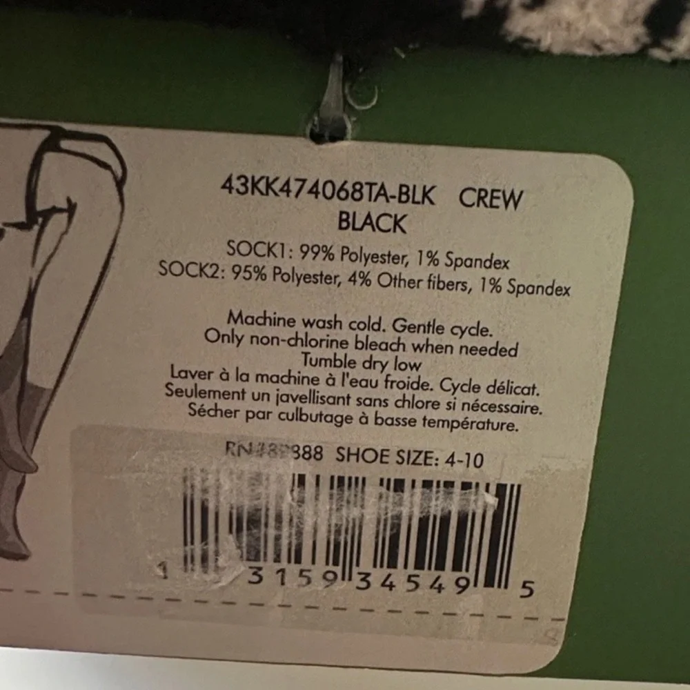 kate spade Black & White Floral Crew Socks